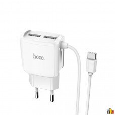 Сетевое зарядное устройство 2 в 1 Hoco C59A на 2 USB, кабель Type C