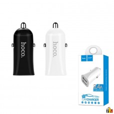 Блок питания автомобильный 2 USB HOCO, Z12, 2400mA, пластик, цвет: чёрный (1/10/100)
