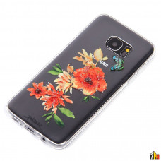 Силиконовый чехол Цветы для Samsung Galaxy S7 Edge