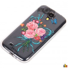 Силиконовый чехол Цветы для Samsung i9500 Galaxy S4