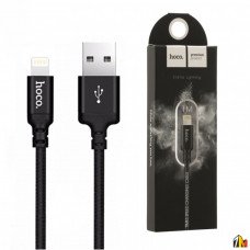 Кабель USB - Apple 8 pin HOCO X14 Times speed, 1.0м, круглый, 2.0A, ткань, цвет: чёрный